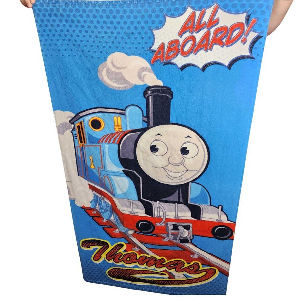 Thomas & Friends All Aboard Blue Beach‎ Towel 2008 Graphic Kids Bath Pool Train
